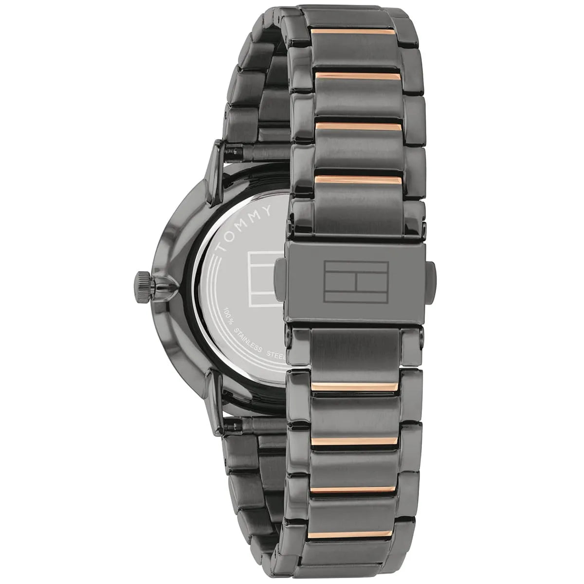 Caseback view of Tommy Hilfiger Jenna watch showing band closure