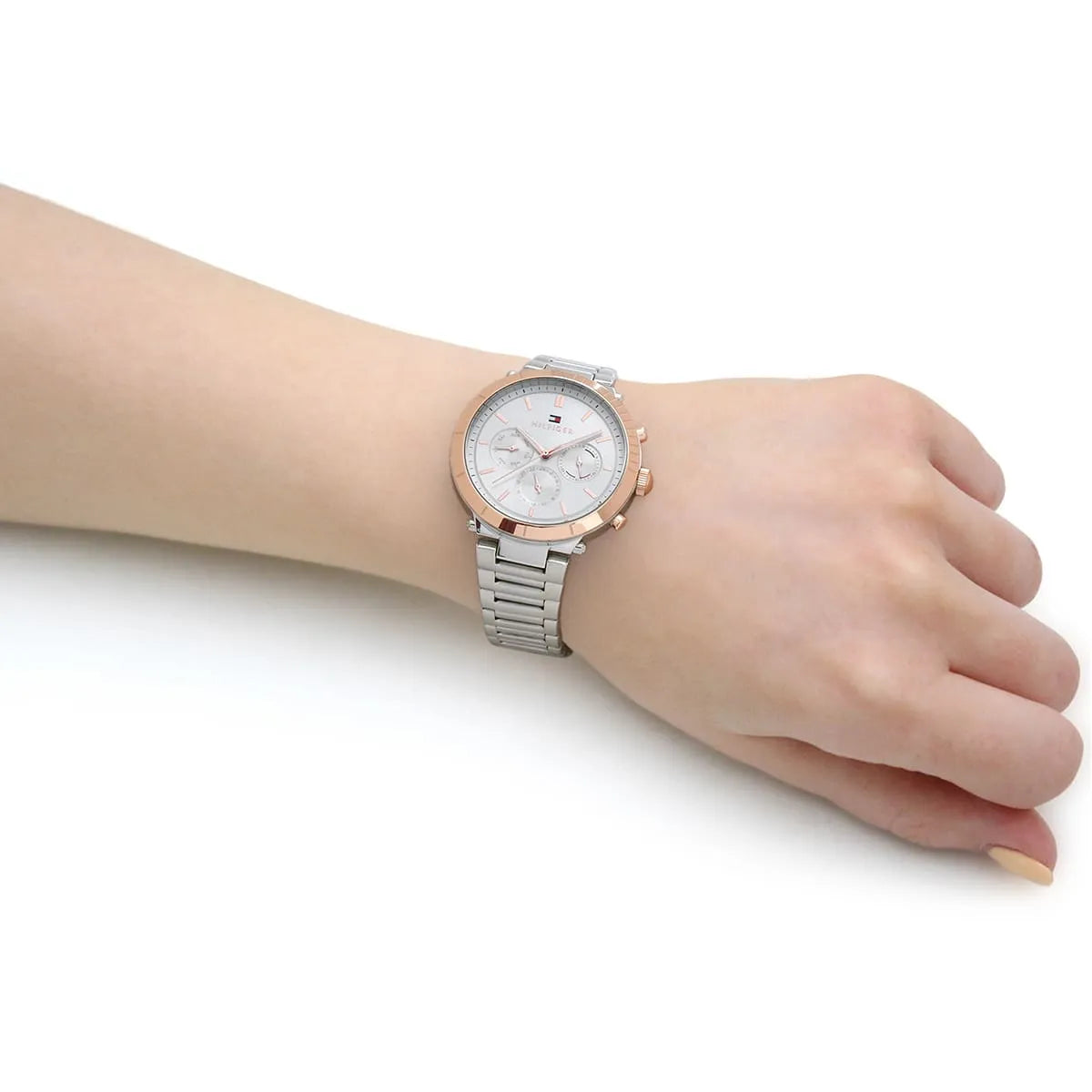 Tommy Hilfiger Emery chronograph watch worn on wrist