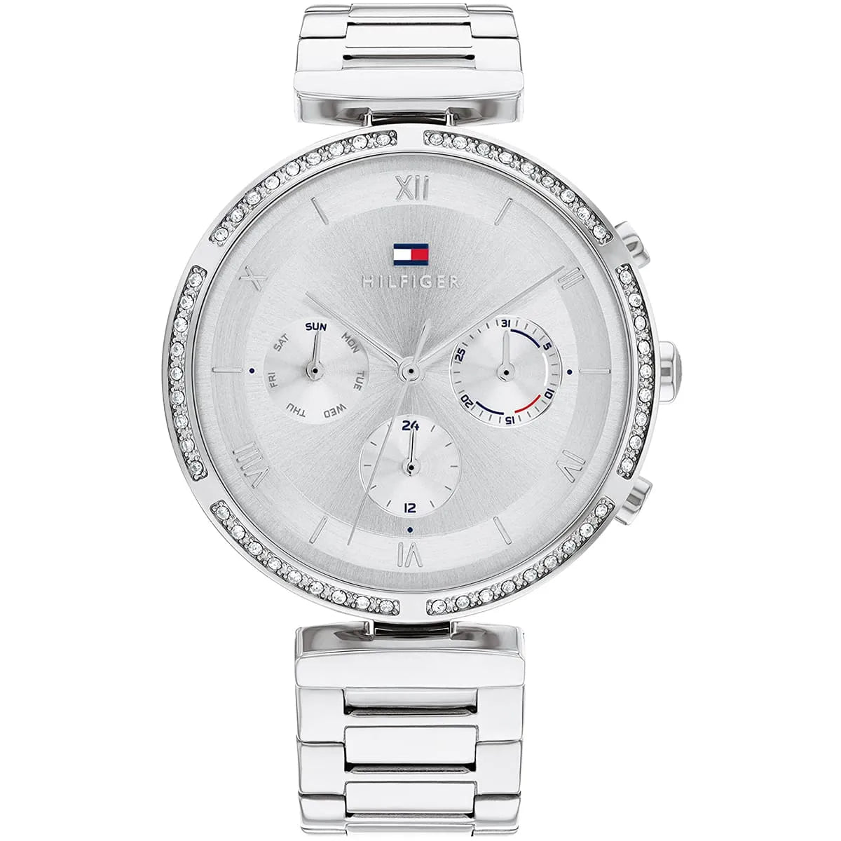 Tommy Hilfiger Luna silver women's watch with crystal-set bezel and stainless steel strap