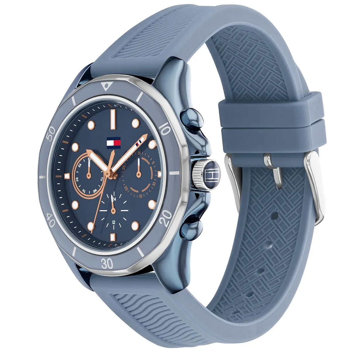 Tommy Hilfiger 1782571 watch side view showing rubber strap and case
