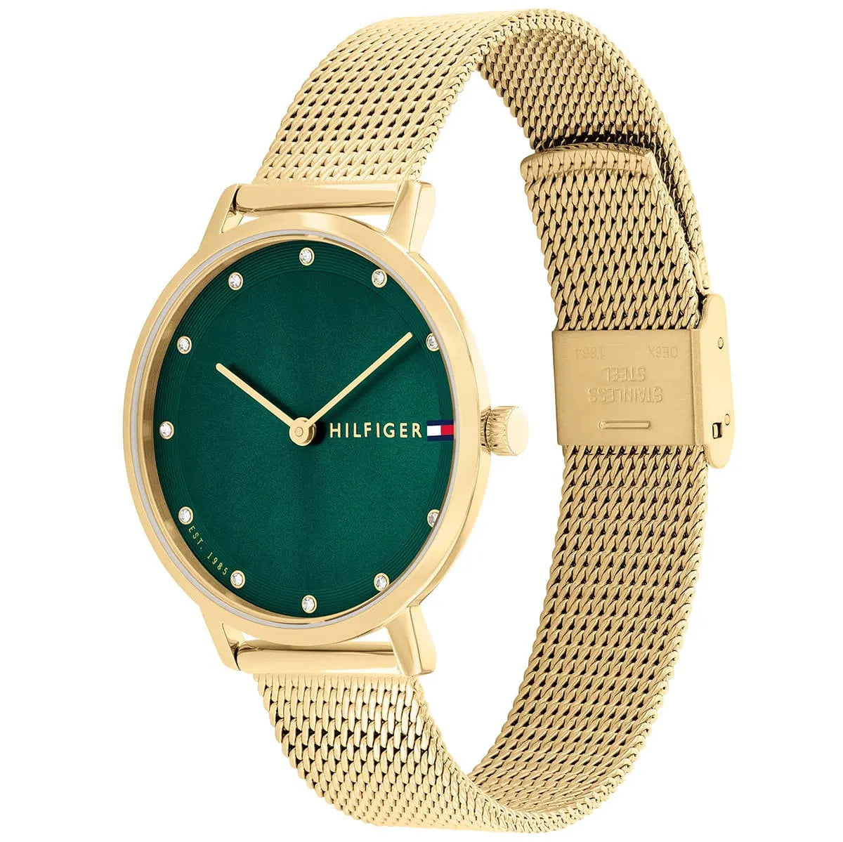 Tommy Hilfiger Pippa (34mm) Green Dial / Gold-Tone Steel Mesh Bracelet Women's Watch - 1782668