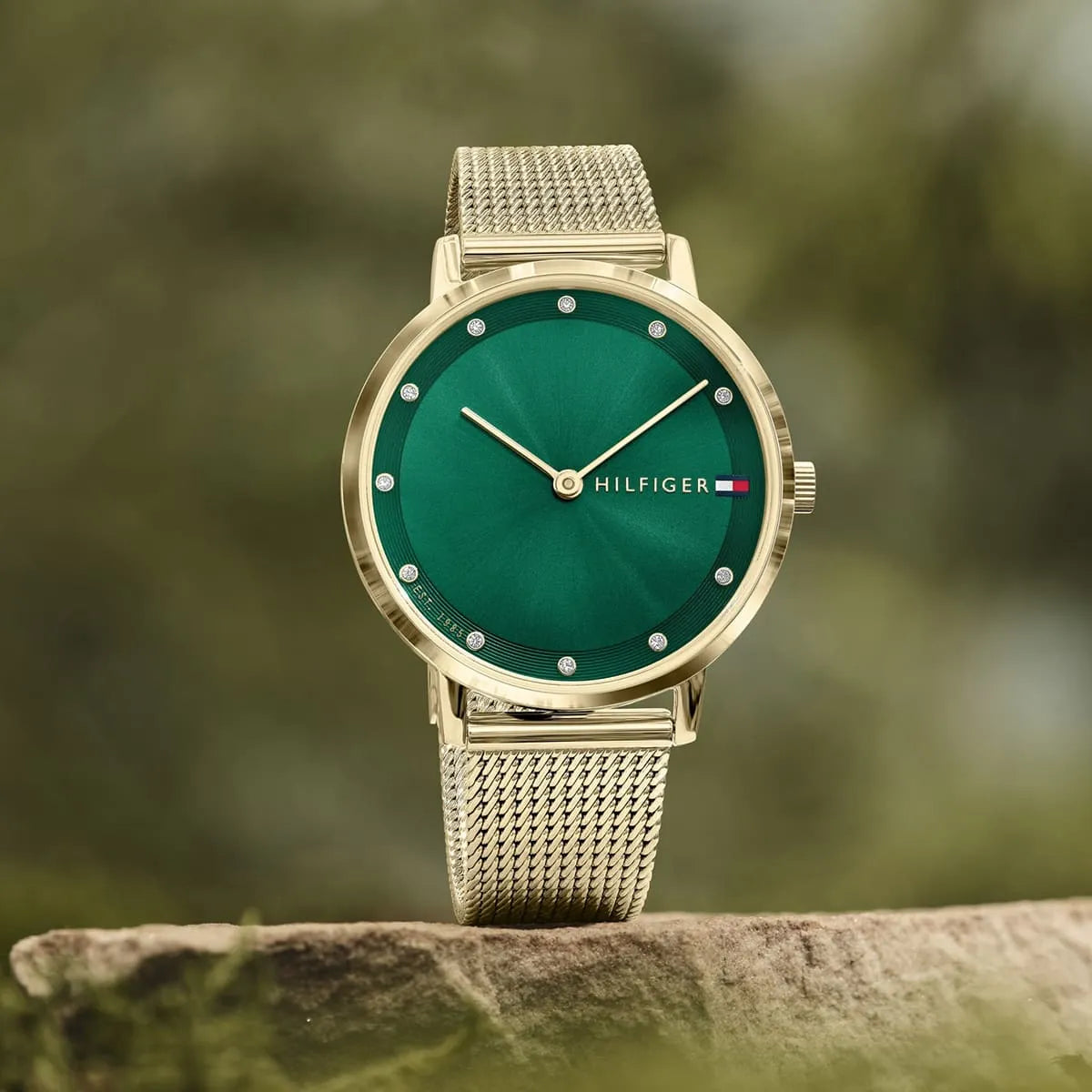 Tommy Hilfiger Pippa (34mm) Green Dial / Gold-Tone Steel Mesh Bracelet Women's Watch - 1782668