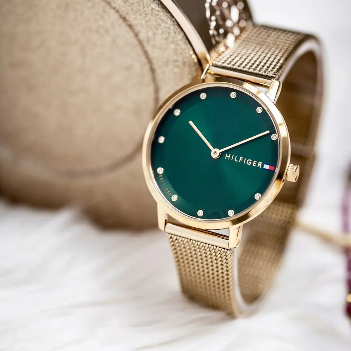 Tommy Hilfiger Pippa (34mm) Green Dial / Gold-Tone Steel Mesh Bracelet Women's Watch - 1782668