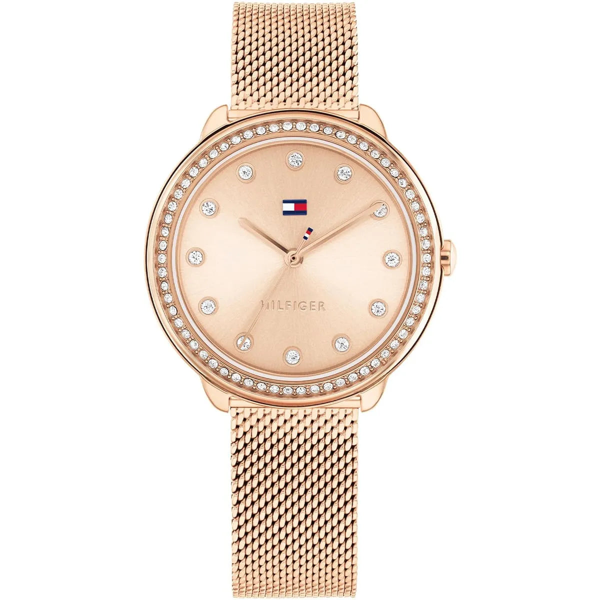 Tommy Hilfiger Demi rose gold women's watch with crystal-set bezel and rose gold mesh strap