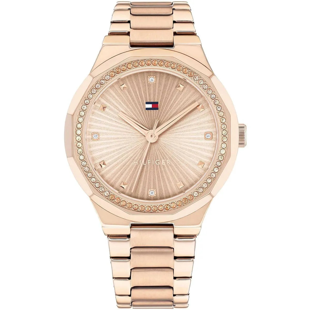 Tommy Hilfiger Piper rose gold women's watch with crystal-set dial and stainless steel bracelet