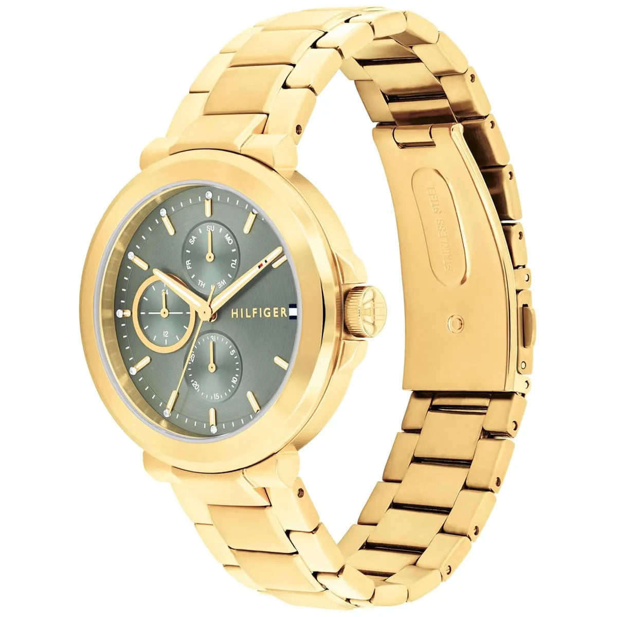Tommy Hilfiger Gold Steel Green Dial Multi-function Women's Watch - 1782755