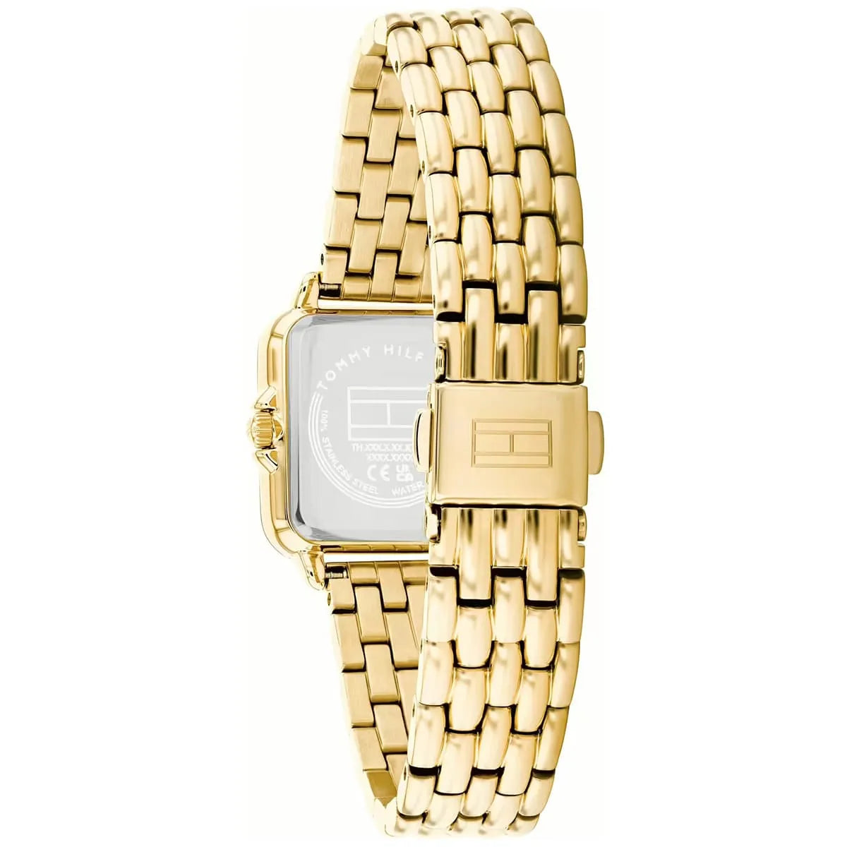 Tommy Hilfiger Mia watch caseback showing stainless steel case detail