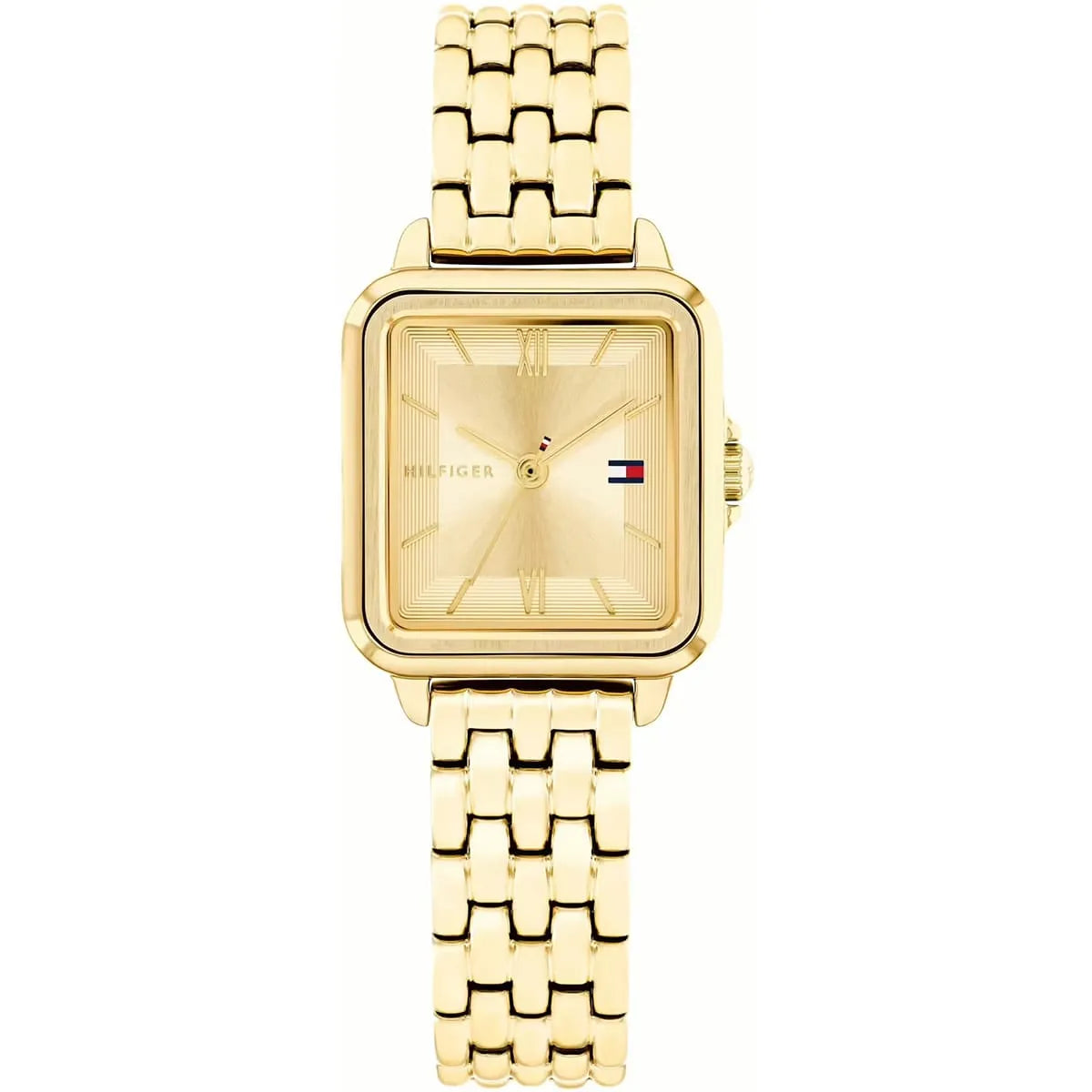 Tommy Hilfiger Mia gold watch with square dial and linked gold-tone bracelet