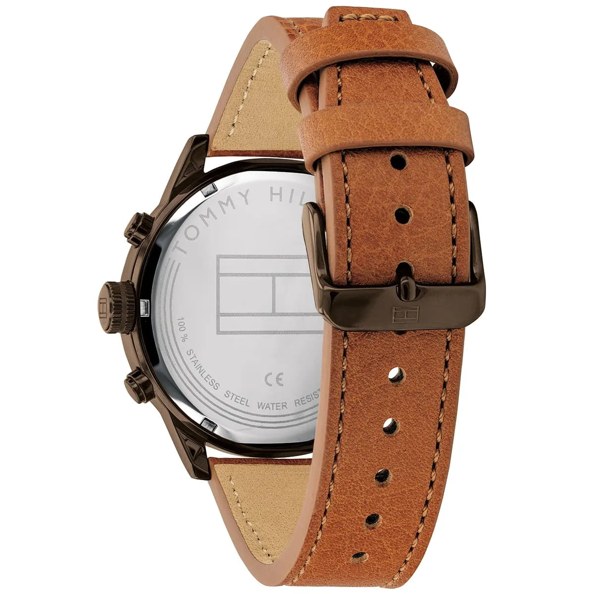 Tommy Hilfiger Brown Dual Time Dial, Leather Strap Men's Watch - 1791594