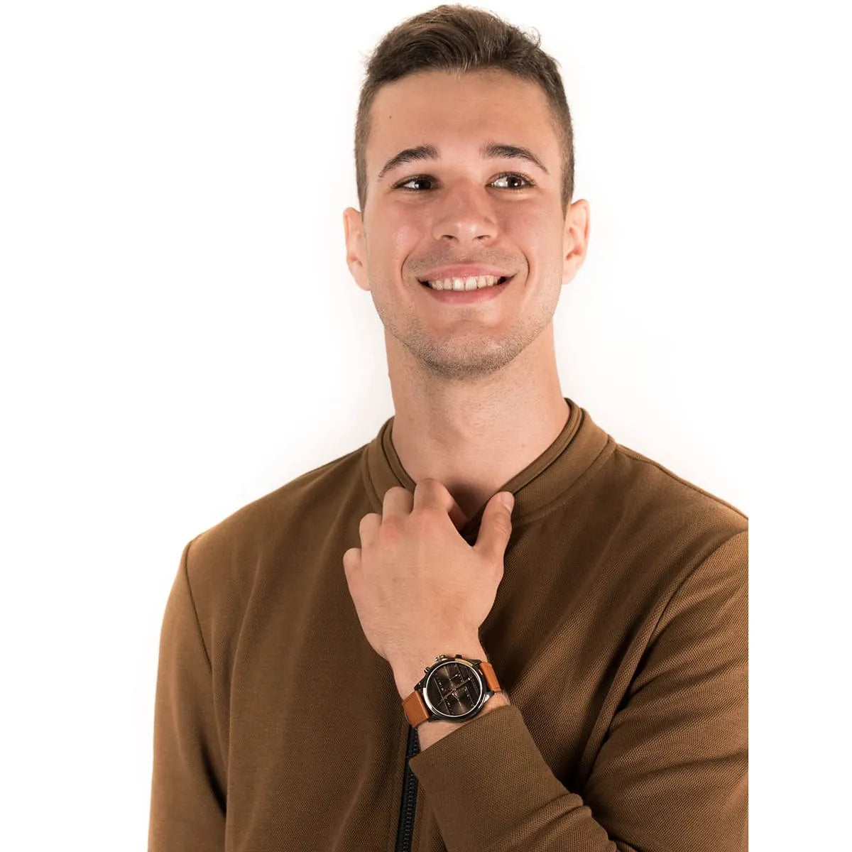 Tommy Hilfiger Brown Dual Time Dial, Leather Strap Men's Watch - 1791594