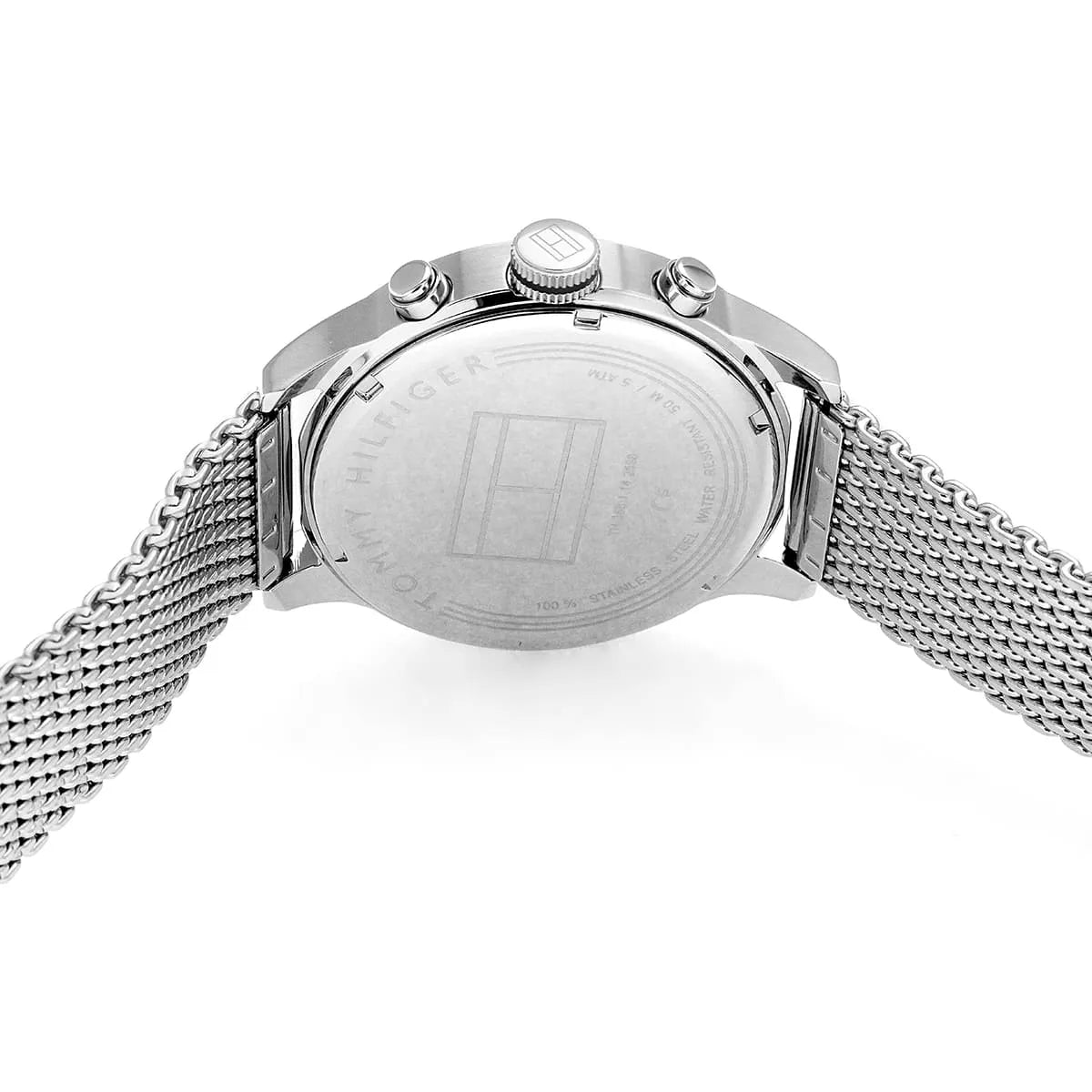 Tommy Hilfiger Quartz Silver Stainless Steel Blue Dial 44mm Dual Time Men's Watch - 1791596