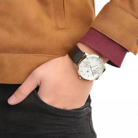 Tommy Hilfiger Hunter White Dial Black Leather Strap Watch for Men - 1791606