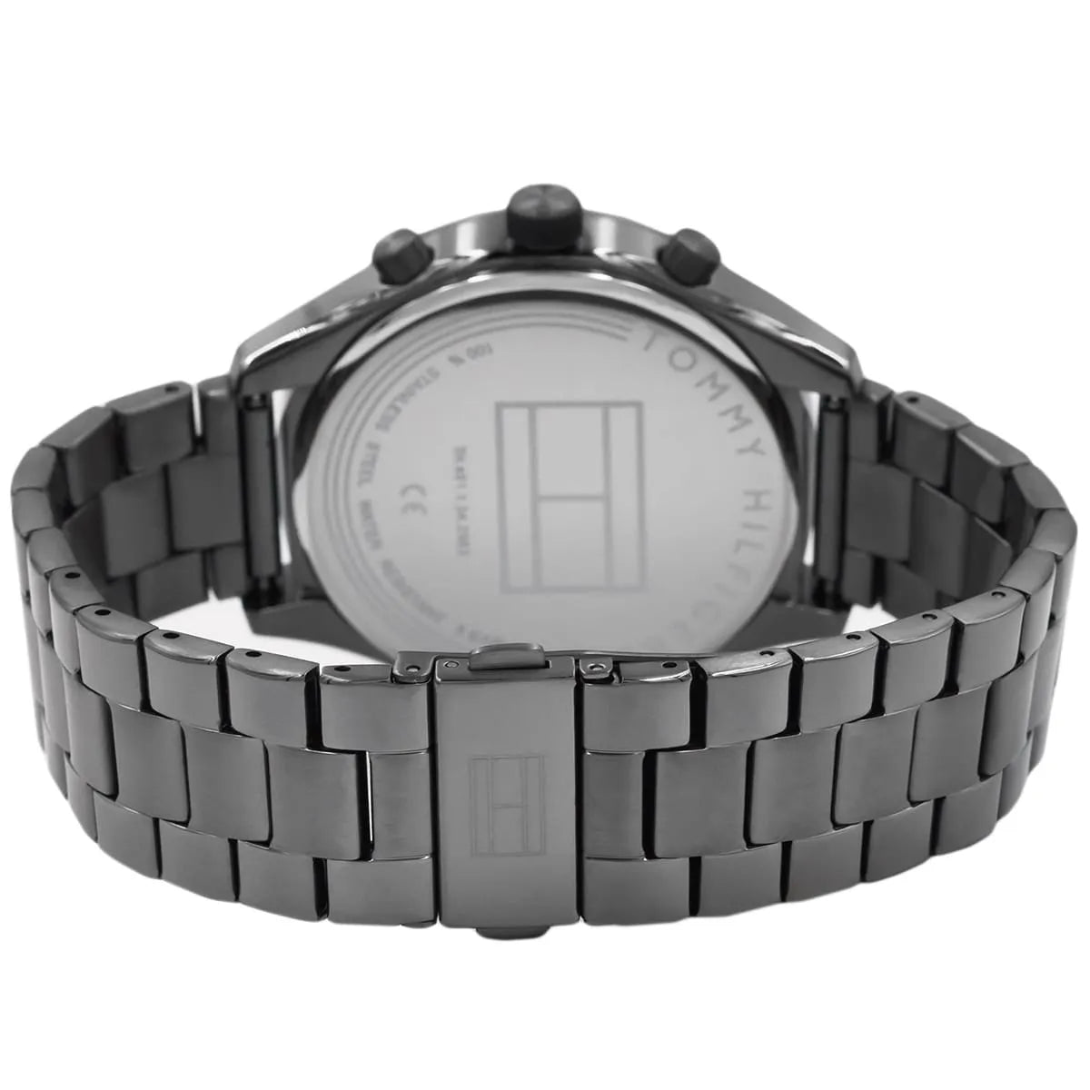 Tommy Hilfiger Bennett watch caseback showing stainless steel case with engraved details