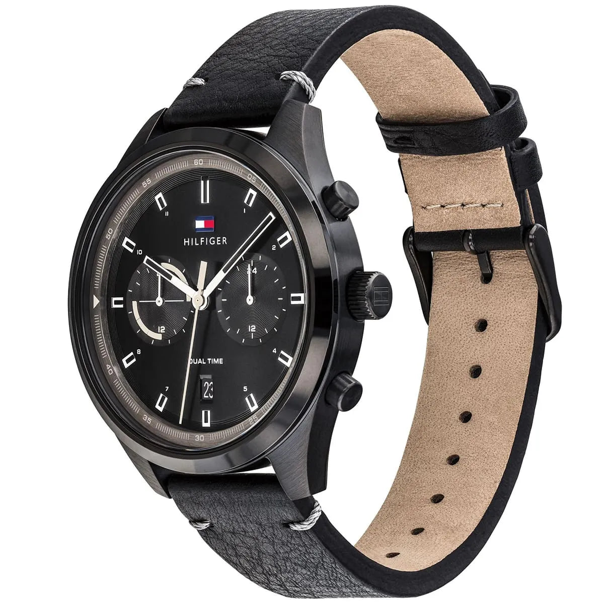 Tommy Hilfiger Bennett Black Dial Leather Strap Men's Watch - 1791731