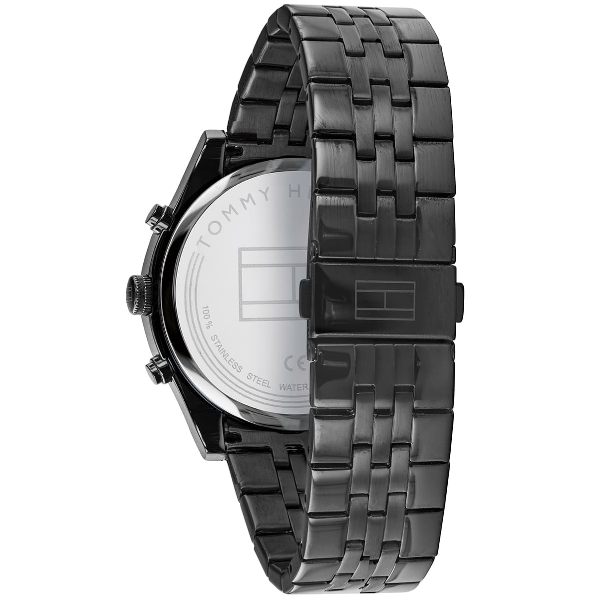 Tommy Hilfiger Ashton watch caseback showing stainless steel with branding