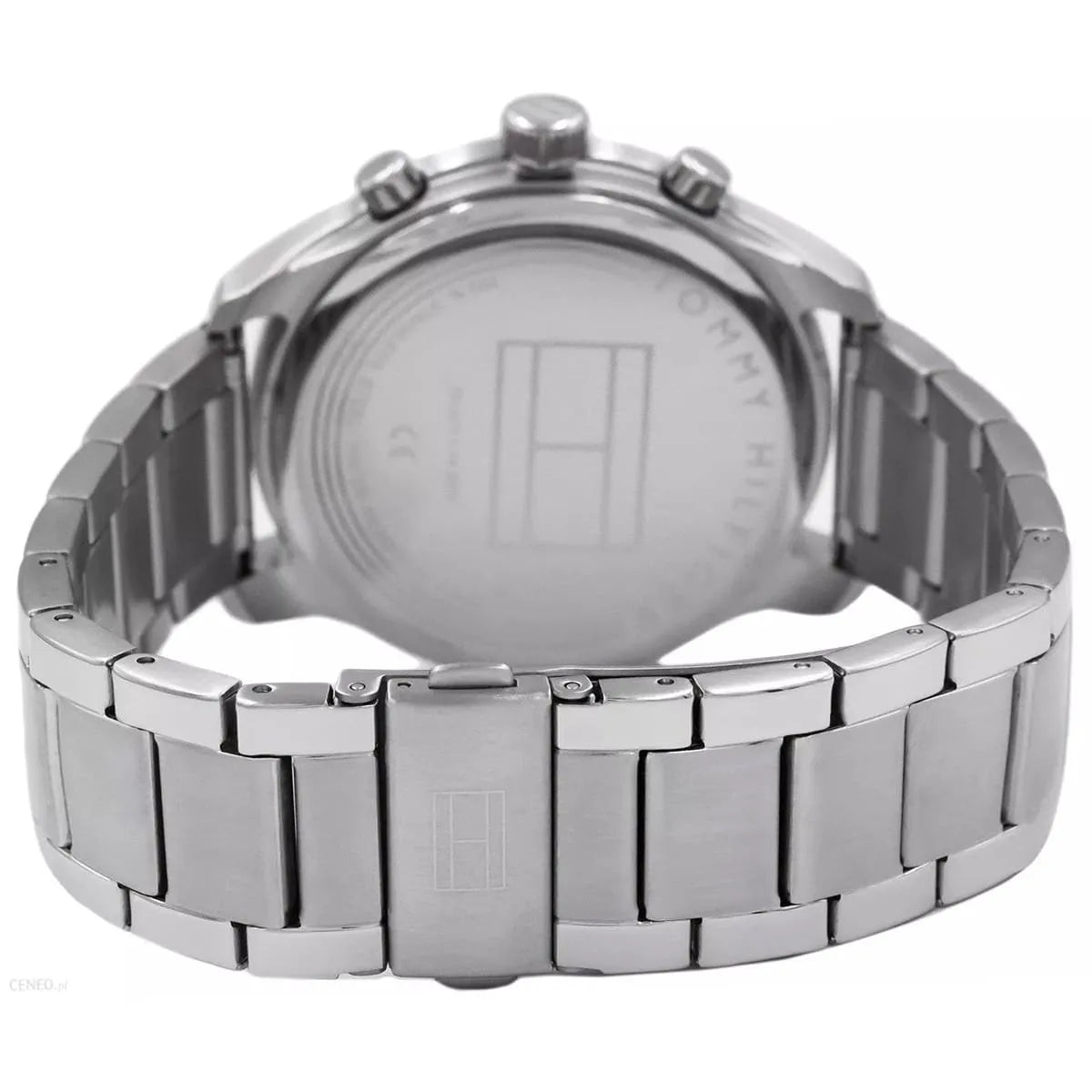Tommy Hilfiger Patrick watch caseback showing stainless steel with engraved details