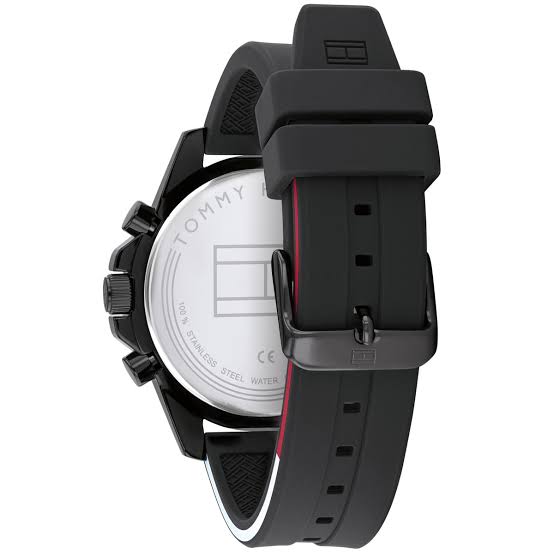 TOMMY HILFIGER MASON MULTI-DIAL BLACK SILICONE MEN'S WATCH - 1791793