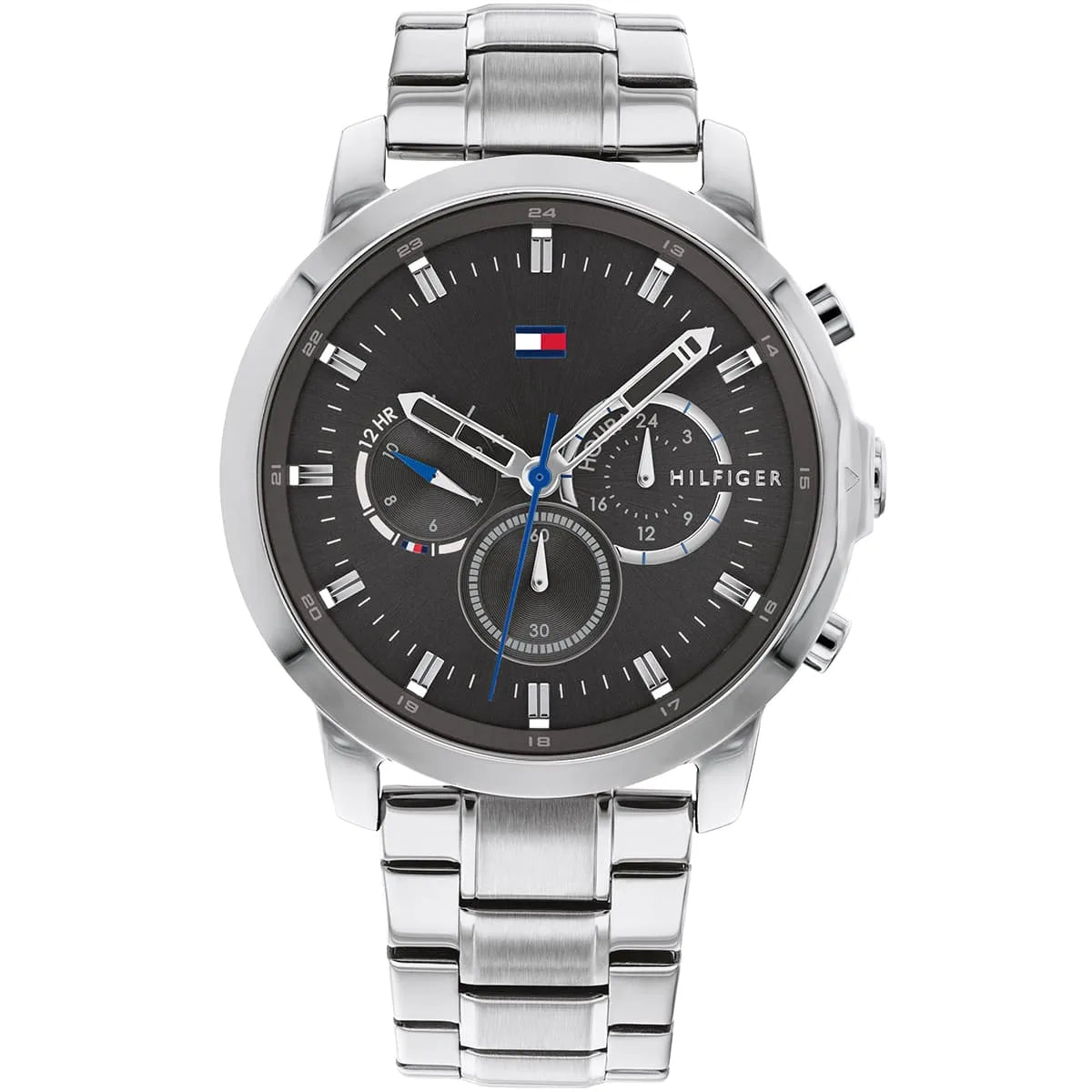 Tommy Hilfiger Jameson men's chronograph watch with black dial and stainless steel bracelet