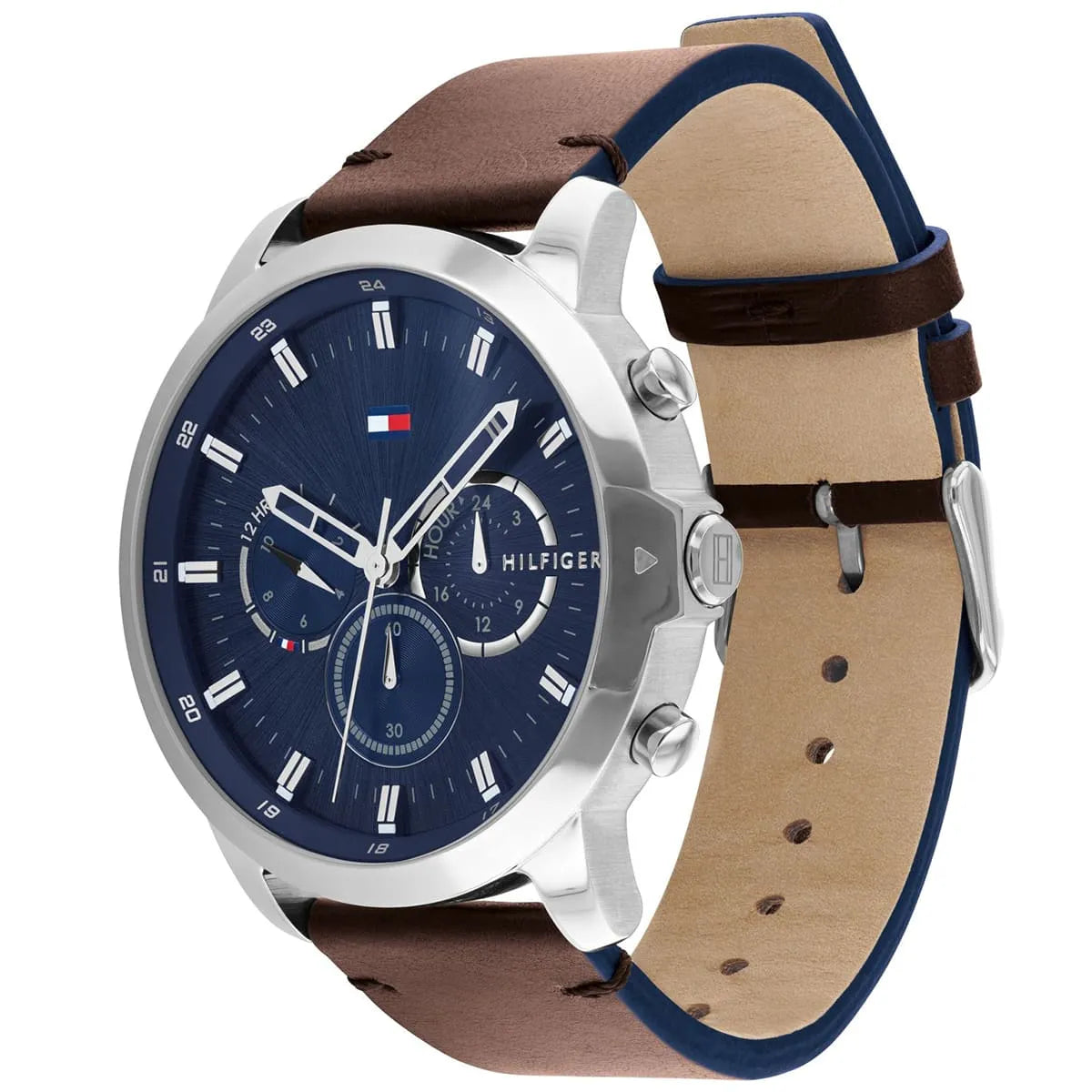 Tommy Hilfiger Men's Watch - Jameson Chronograph Blue Dial Brown Strap | 1791797 1791797 - Image 2
