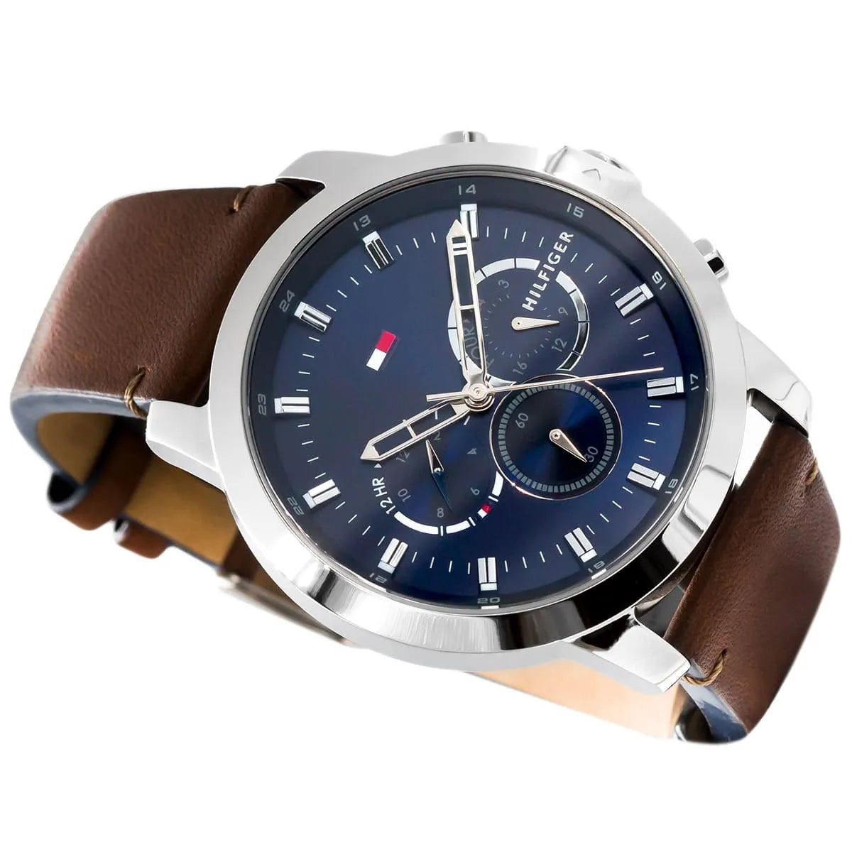 Tommy Hilfiger Men's Watch - Jameson Chronograph Blue Dial Brown Strap | 1791797 1791797 - Image 7
