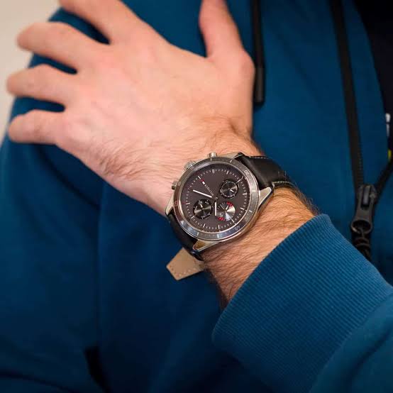 Tommy Hilfiger Parker Chronograph Quartz Grey Dial Black Leather Strap Watch For Men - 1791838