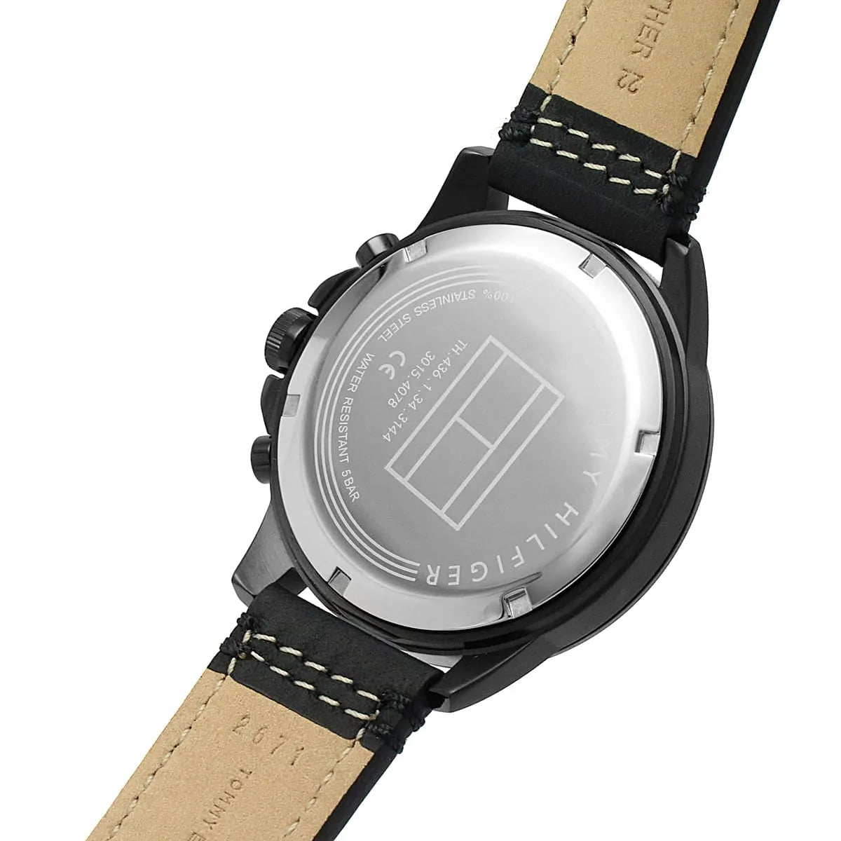 Tommy Hilfiger Black Leather Multi-function Men's Watch - 1791893