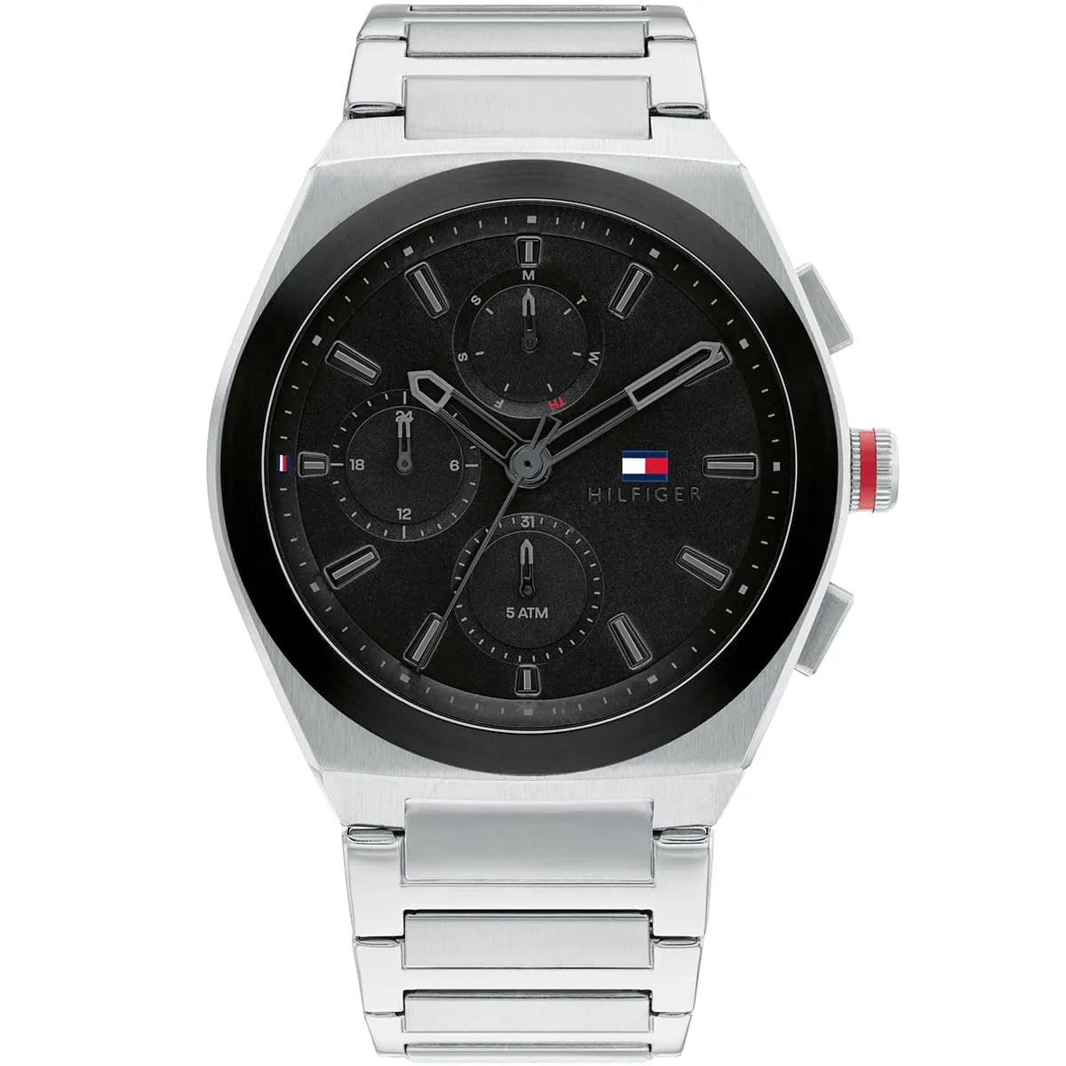 Tommy Hilfiger Quartz Silver Stainless Steel Black Dial 44mm Men's Watch - 1791897