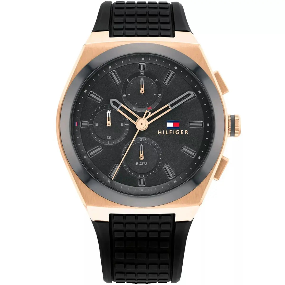Tommy Hilfiger Connor men's chronograph watch with rose gold case and black dial