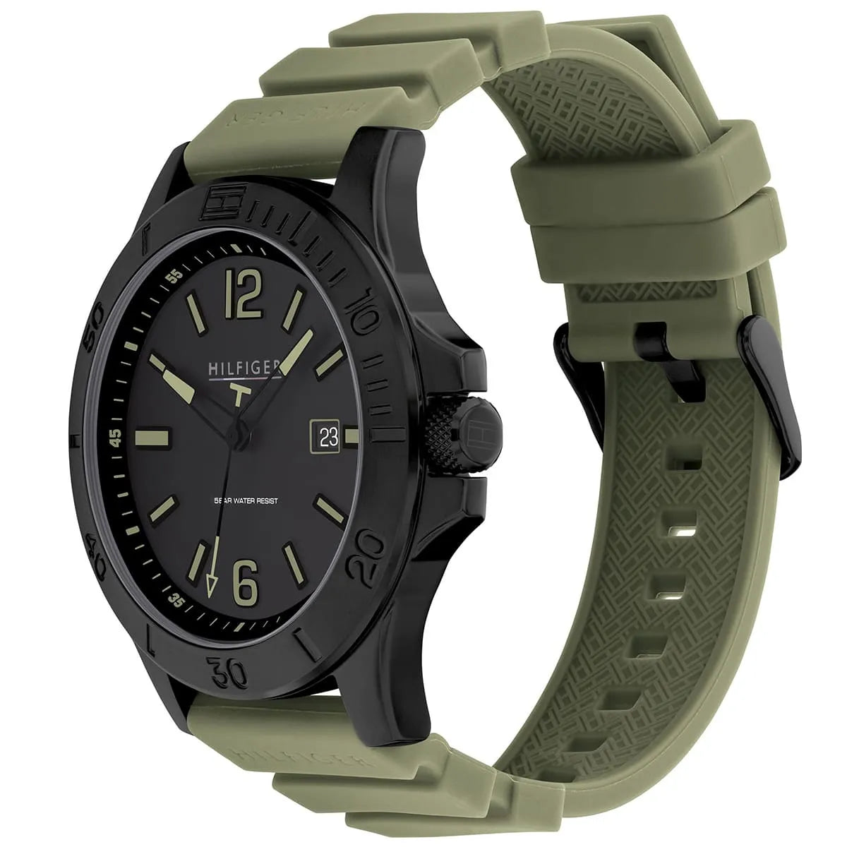 Tommy Hilfiger Ryan Black Dial Green Silicon Strap Men's Watch - 1791992