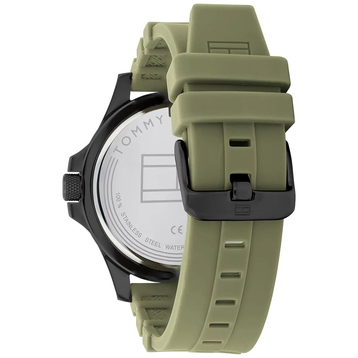 Tommy Hilfiger Ryan Black Dial Green Silicon Strap Men's Watch - 1791992