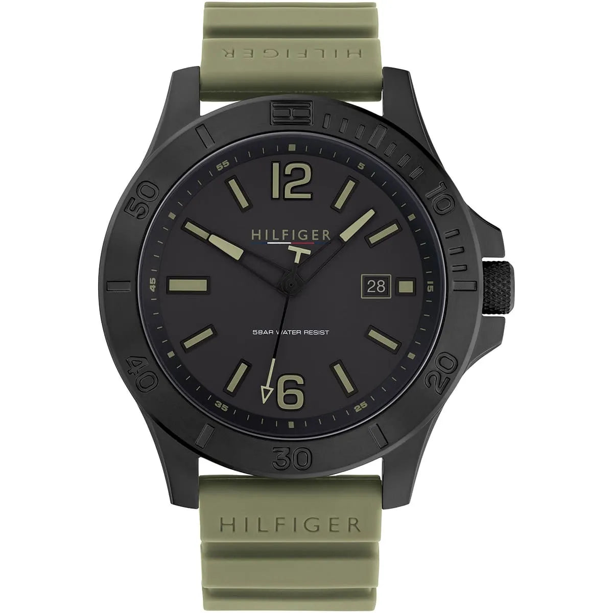 Tommy Hilfiger Ryan Black Dial Green Silicon Strap Men's Watch - 1791992