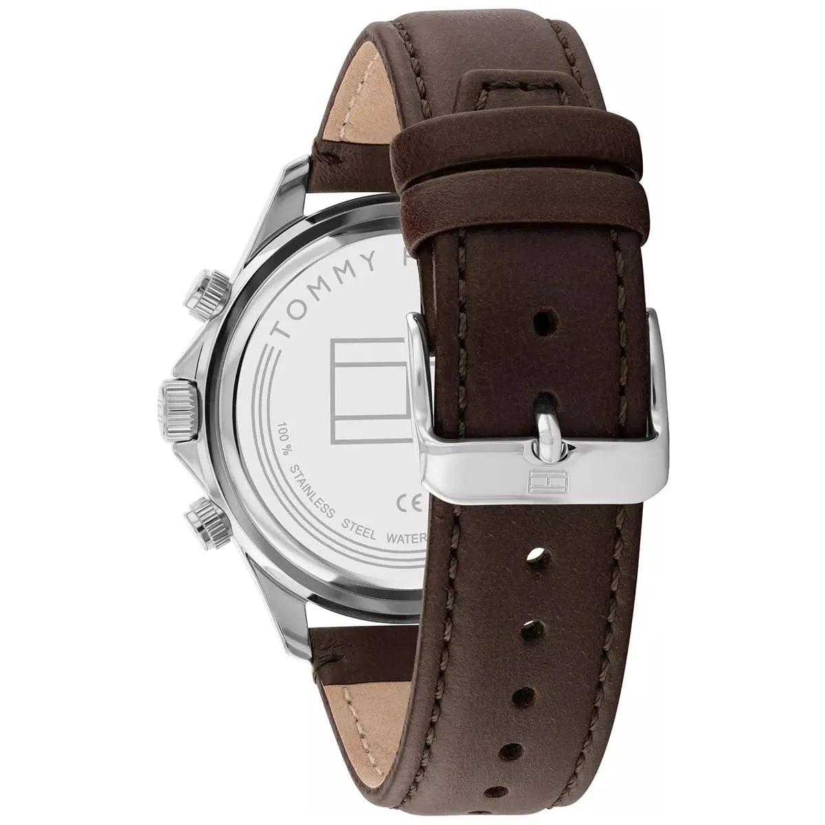 Tommy Hilfiger 1792015 case back with stainless steel and brown leather strap