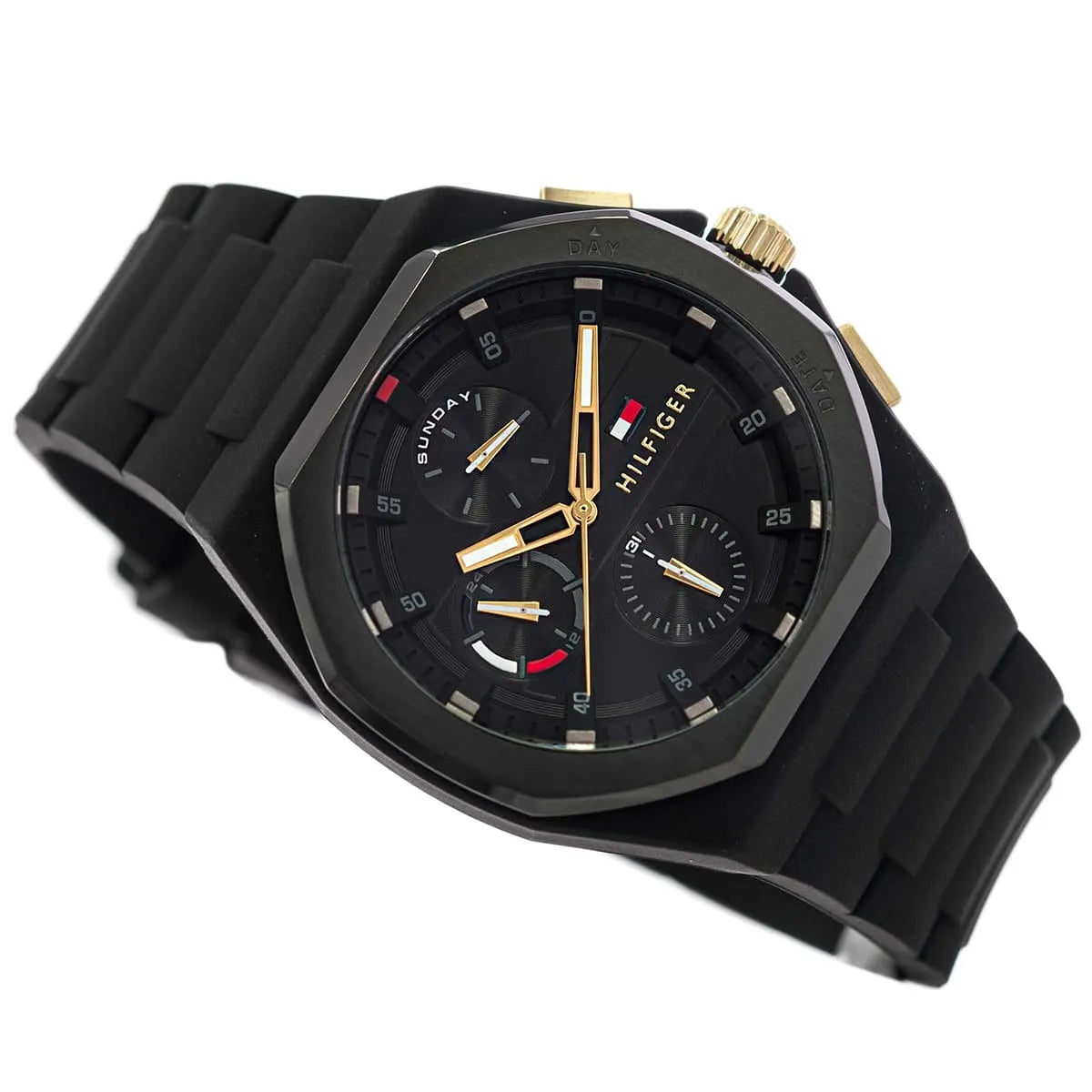 Tommy Hilfiger Silicone Black Dial Multi-function Men's Watch - 1792120