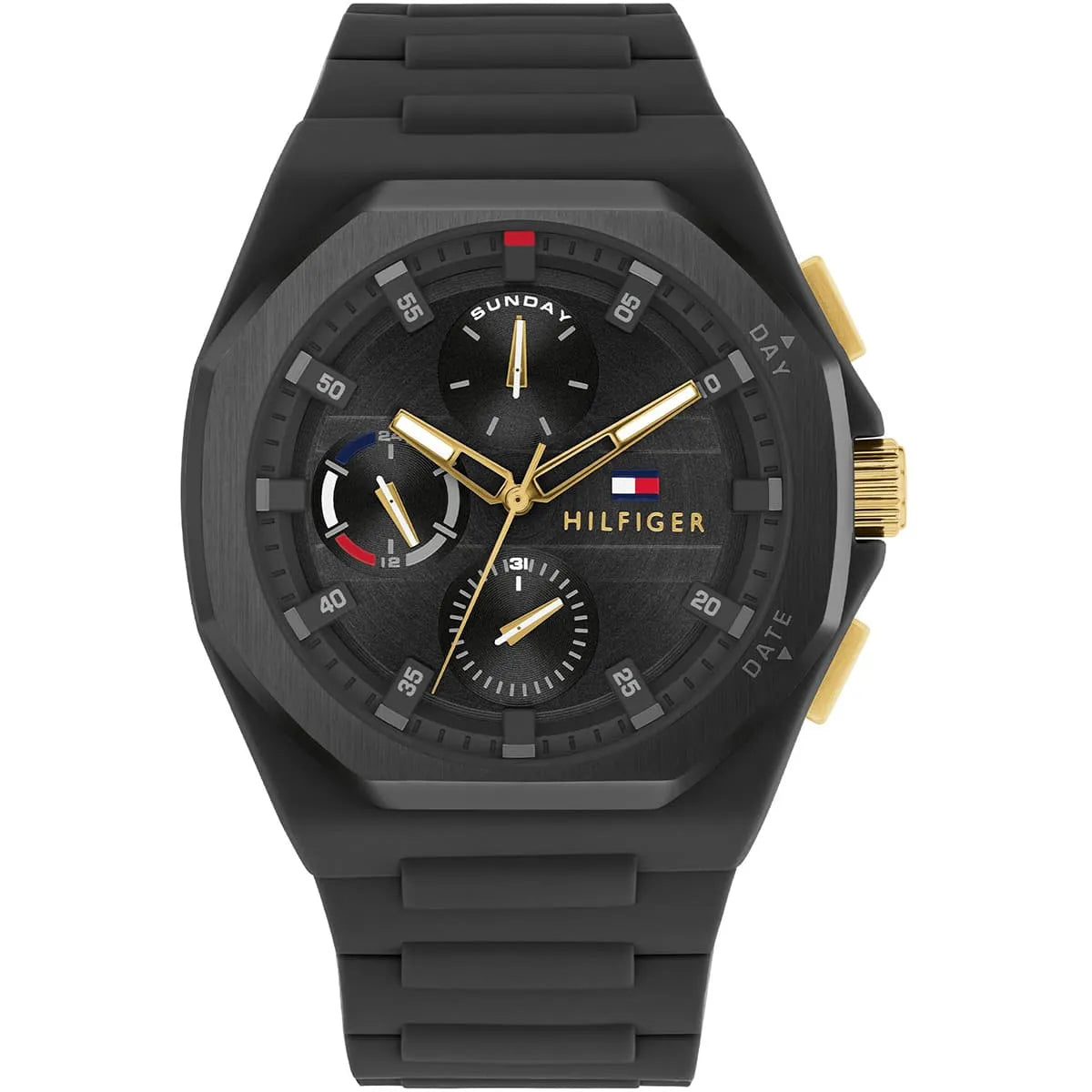 Tommy Hilfiger Silicone Black Dial Multi-function Men's Watch - 1792120