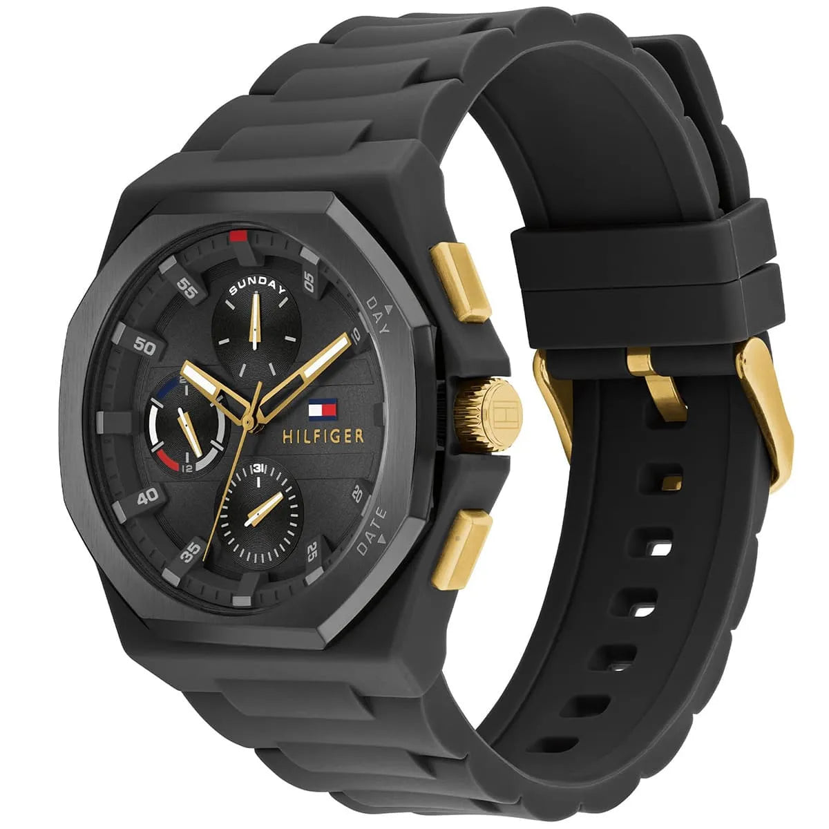 Tommy Hilfiger Silicone Black Dial Multi-function Men's Watch - 1792120