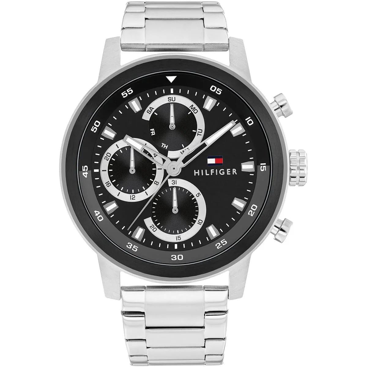 Tommy Hilfiger Rocky chronograph men's watch with black dial and stainless steel bracelet