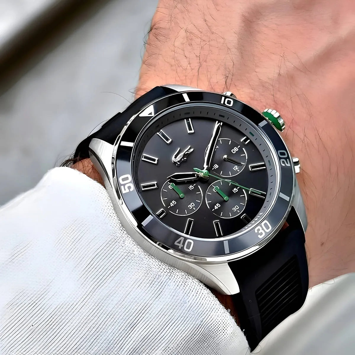LACOSTE BLACK BRASS PATTERNED DIAL WATCH - 2011152