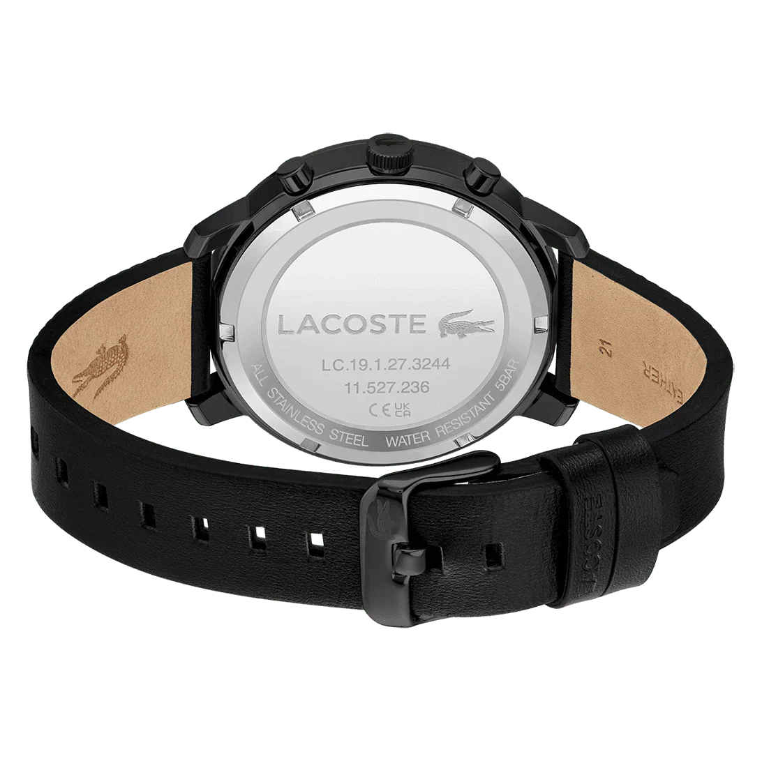 LACOSTE REPLAY MULTI-FUNCTION BLACK LEATHER WATCH - 2011177