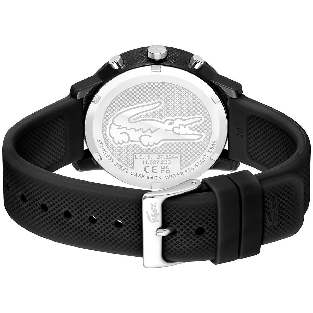 Lacoste 12.12 Black Silicone Chronograph Men's Watch - 2011243