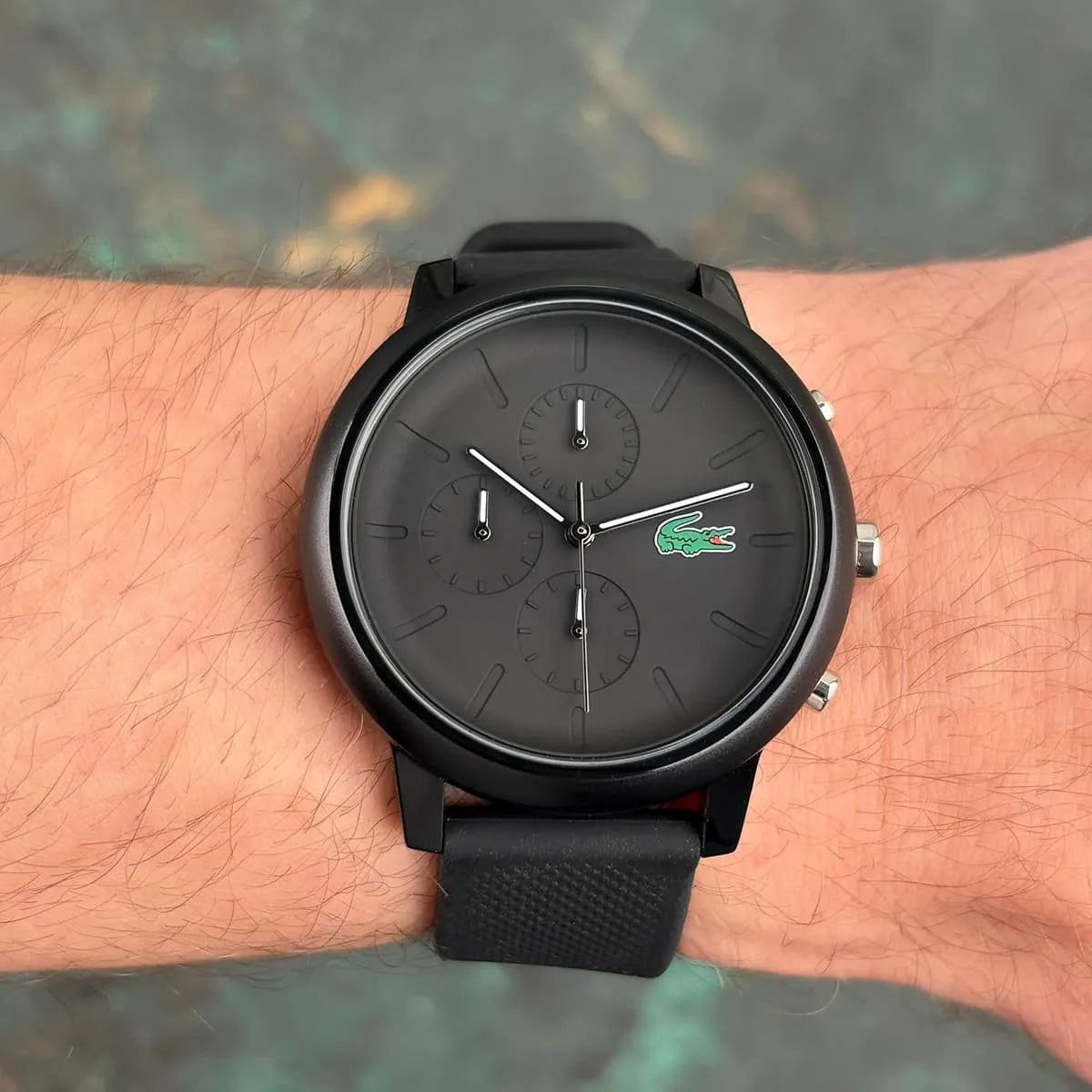 Lacoste 12.12 Black Silicone Chronograph Men's Watch - 2011243