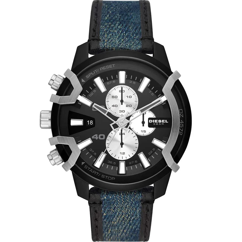 Diesel Griffed Chronograph Denim and Leather Men's Watch - DZ4572