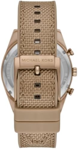 Oversized Accelerator Gold Tone Beige Rubber Strap Men's Watch MK9145