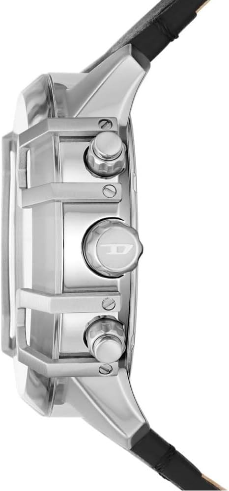 Diesel Griffed Chronograph Black Leather Watch - DZ4603