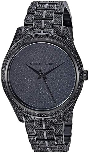 Michael Kors Lauryn Analog Crystals Black Dial Black Steel Strap Watch For Women MK3980