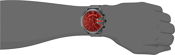 Diesel Mega Chief Chronograph Black Leather Men's Watch - DZ4460