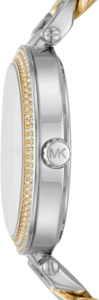 Michael Kors Michael Kors Catelyn Three-Hand Crystals Silver Dial Two Tone Steel Strap Watch MK4633
