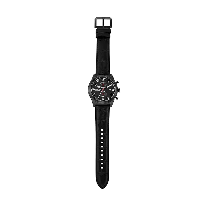 Michael Kors Panorama Chronograph Black Quartz Leather Watch MK9201