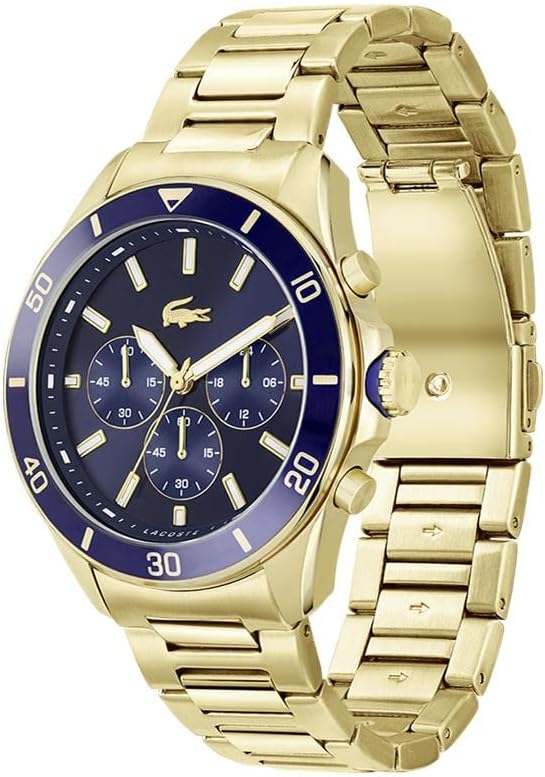 Lacoste Men's Quartz Watch with Stainless Steel Strap, Gold Plated, 22 (Model: 2011151)