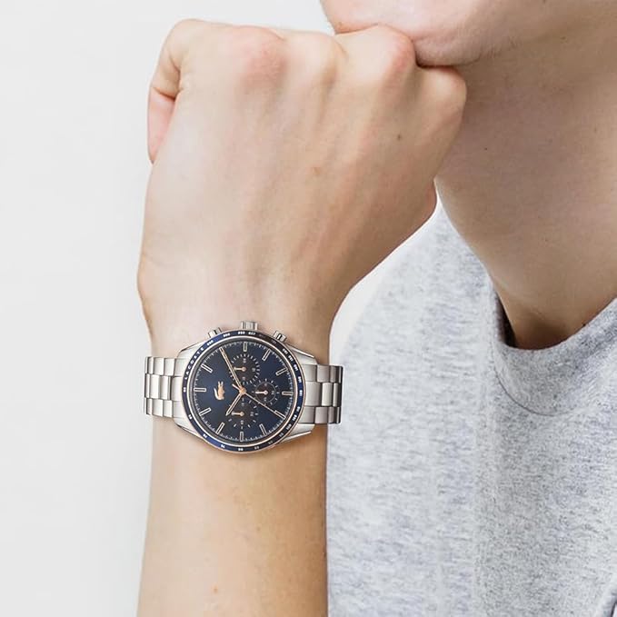 Lacoste Boston Stainless Steel Blue Dial Men's Chrono Watch - 2011081