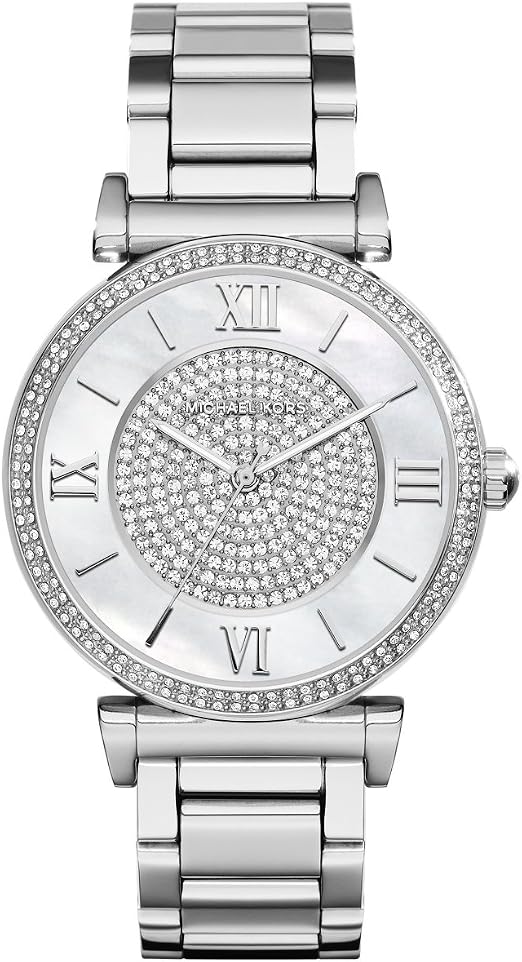 Michael Kors Caitlin Silver Crystal Pave Silver-Tone Women's Watch - MK3355
